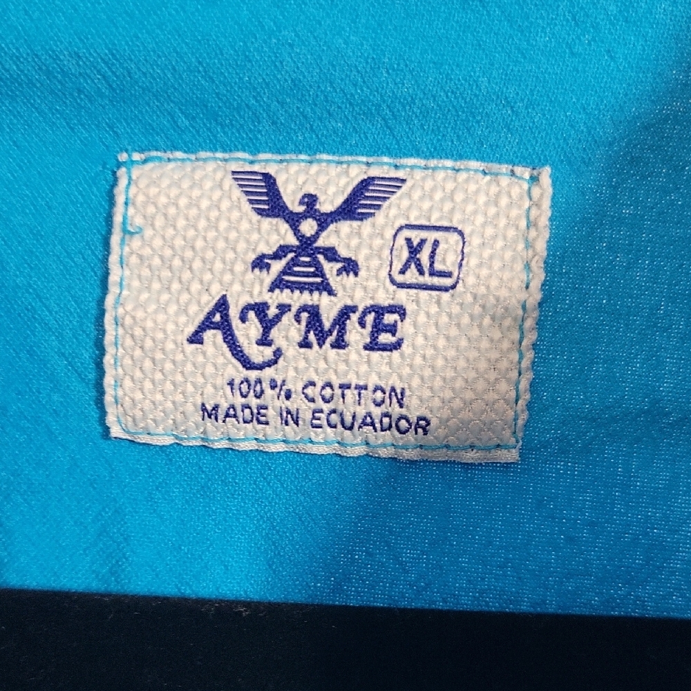 Blue Button Down Shirt with Embroidered Collar From Galapagos Islands - Picture 2 of 6